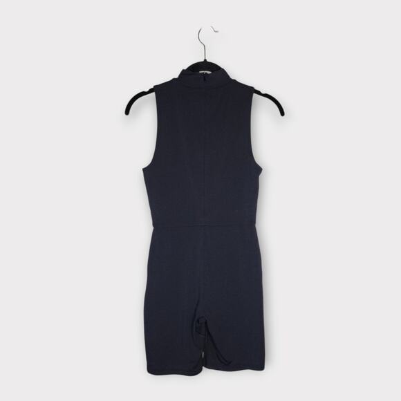 Babaton Contour Black Bavarian Mock Neck Bodysuit Short Zip Women's Size Small - Picture 7 of 7